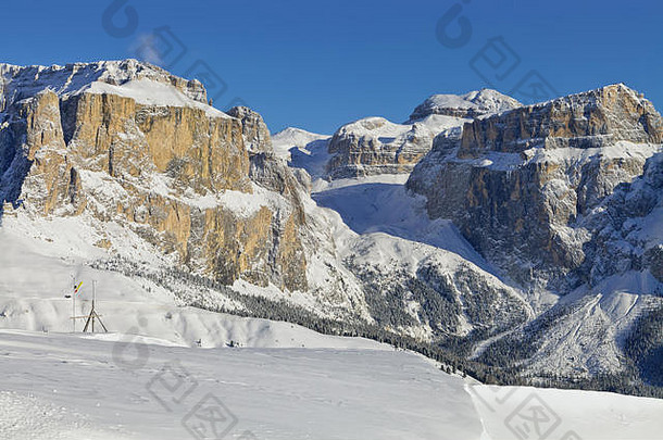 意大利白云石山脉冬天秋天法萨滑雪区域特伦蒂诺-上-阿迪杰地区意大利