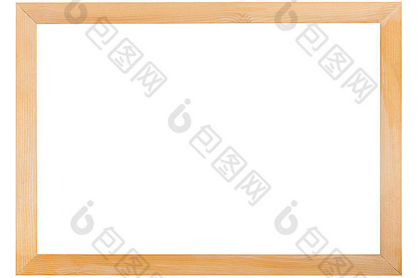 现代简单的狭窄的木图片框架减少空白空间孤立的白色背景