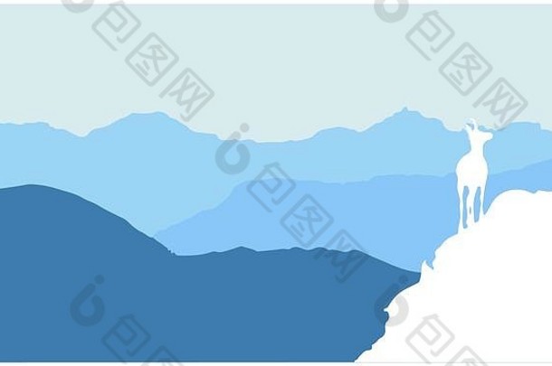 麂皮站前山山背景白色轮廓蓝色的背景插图