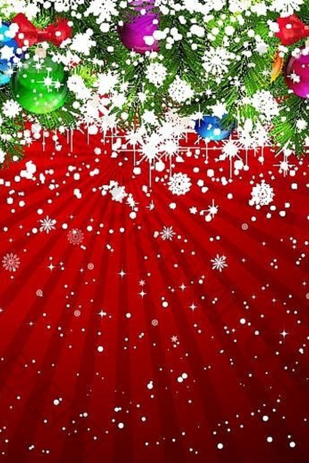 圣诞节背景白雪覆盖的分支机构圣诞节树装饰花环气球