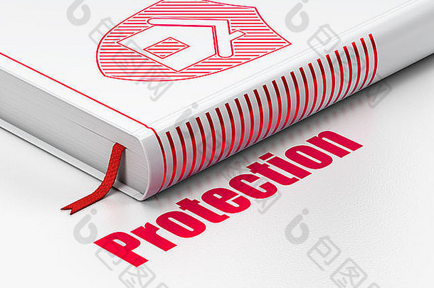 安全概念书盾保护白色背景