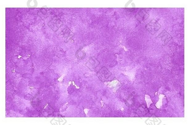 紫色的水彩墨水染色孤立的白色纸背景画手多个混乱的刷中风