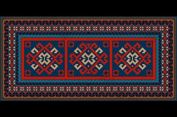 奢侈品古董马特里地毯少数民族红色的模式中心