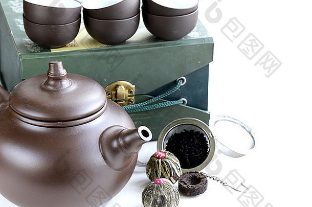 集传统的茶喝水壶杯茶