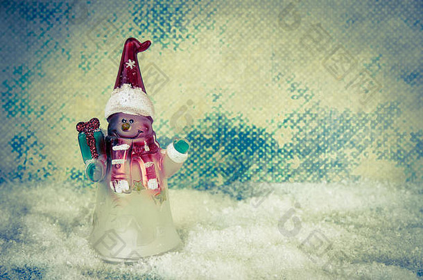 可爱的圣诞节雪人数字装饰雪背景