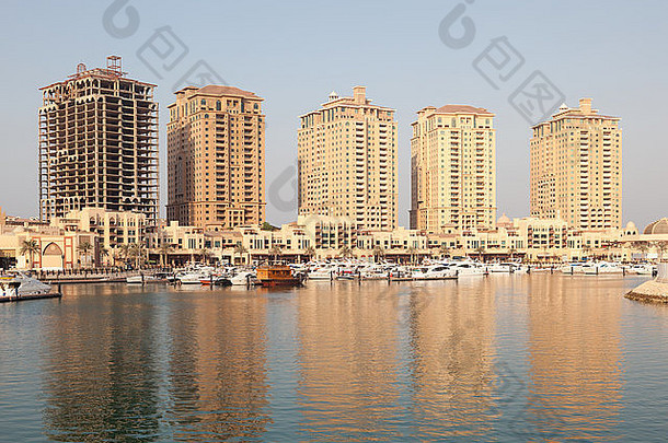 公寓建筑港口阿拉伯卡塔尔