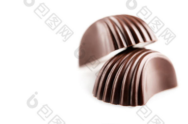 糖果巧克力糖果特写镜头白色背景