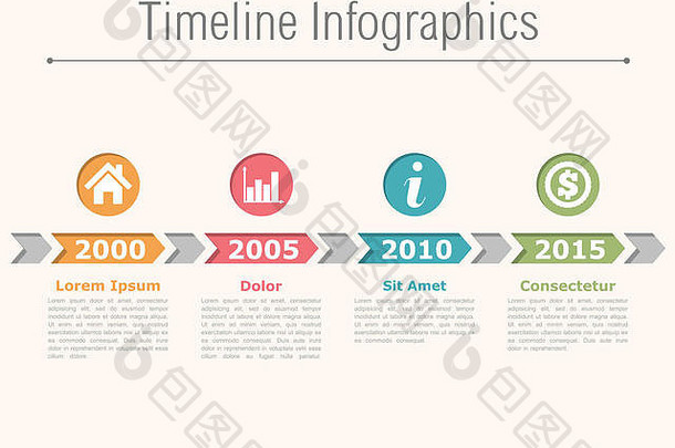 时间轴infographics设计箭头过程图