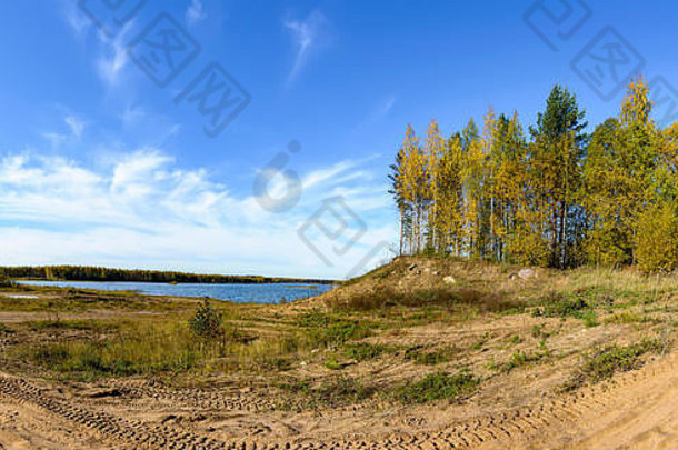 美丽的秋天景观网站沙子采石场