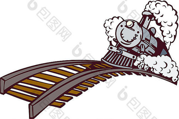 插图蒸汽火车机车未来铁路复古的风格孤立的背景