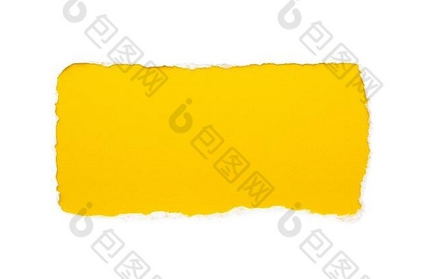 洞白色纸撕裂边缘孤立的白色背景明亮的黄色的颜色纸背景内部好纸纹理