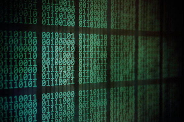 数据矩阵二进制代码流动向下运动绿色颜色<strong>电脑主题</strong>信息科学上升大数据年龄人工情报
