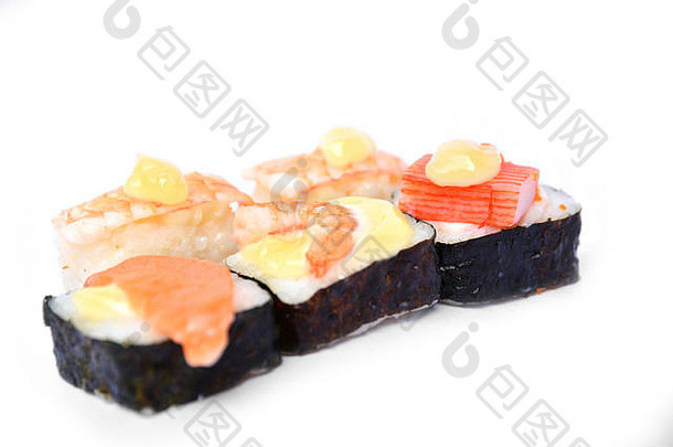 一块寿司孤立的白色背景