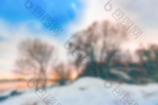 冬天景观软镜头散景图像散焦背景
