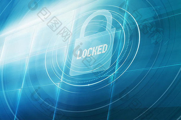 锁多个数字屏幕锁着的文本数字技术密码受保护的概念