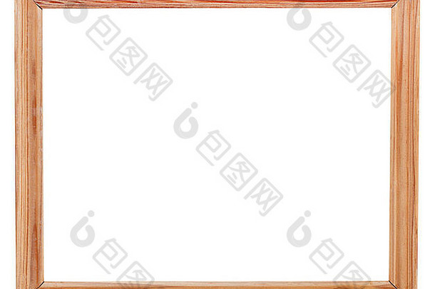 简单的木图片框架断路帆布孤立的白色背景