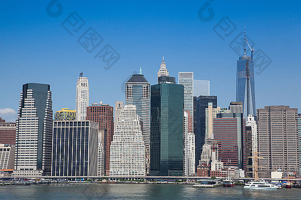 曼哈顿天际线散步布鲁克林一边纽约纽约