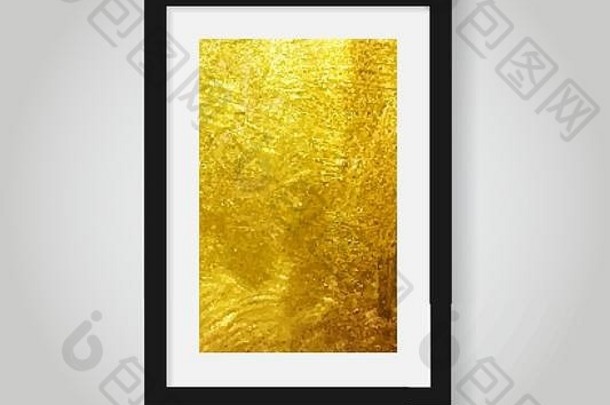 黄金油漆闪闪发光的变形背景黑色的框架艺术生病了