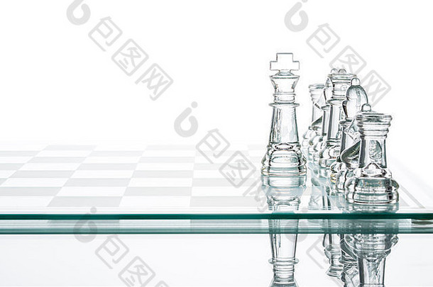 企业策略业务选择透明的玻璃国际象棋集团孤立的