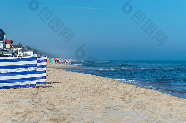 海滩屏幕波兰的海滩阳光明媚的夏天一天背景美丽的海