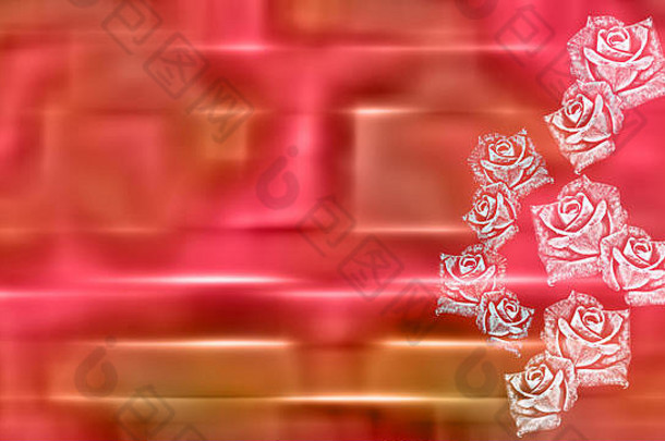 闪亮的金属粉红色的问候卡背景摘要玫瑰