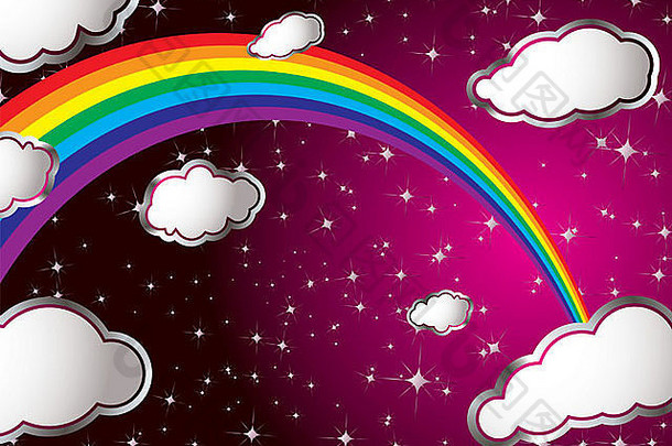 摘要梦想图像彩虹闪闪发光的星星云