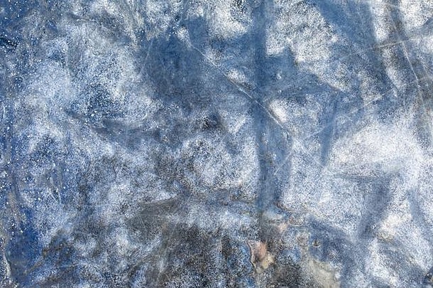 冻冬天池塘变形表面冻冰纹理背景背景冬天冻冷水蓝色的冰设计