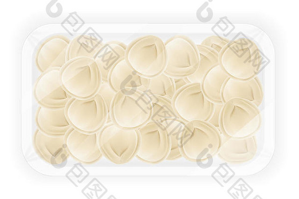 饺子面团填充集图标插图孤立的白色背景