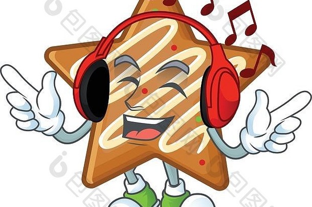 美味的明星饼干字符听音乐形状
