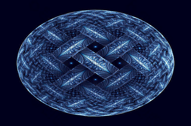 蓝色的发光的椭球体分形电脑生成的摘要背景