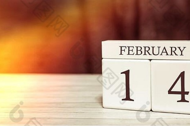 日历提醒事件概念木多维数据集数字月2月阳光