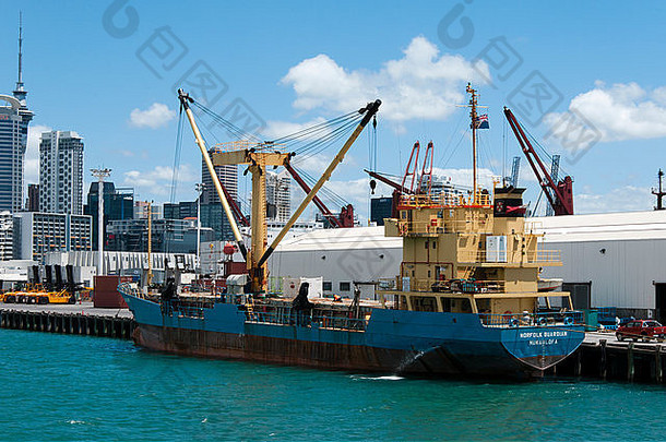 货物船卸货奥克兰港口新西兰