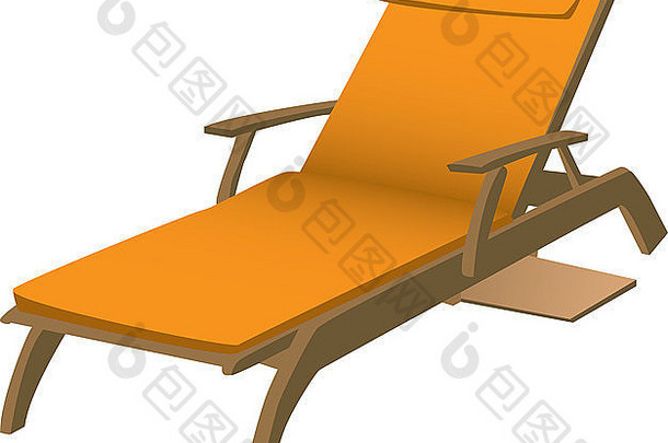 插图橙色休息室椅子孤立的白色背景