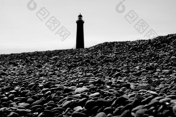 黑与白可爱的黑暗怀旧之情摘要艺术黑色的喜怒无常的有<strong>创意</strong>的石头海滩灯塔