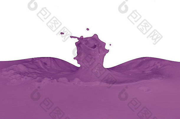 紫罗兰色的油漆溅孤立的白色