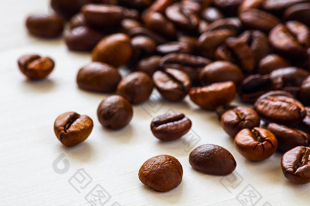 咖啡豆子孤立的白色背景Copyspace文本咖啡背景纹理概念