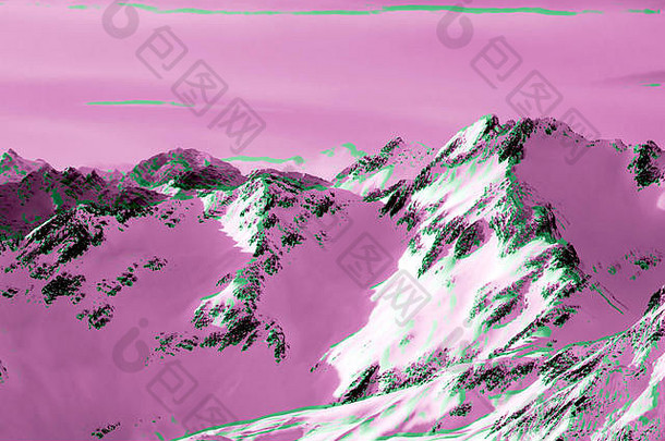 相机矩阵错误美丽的阿尔卑斯山脉山Lanscape岩石雪
