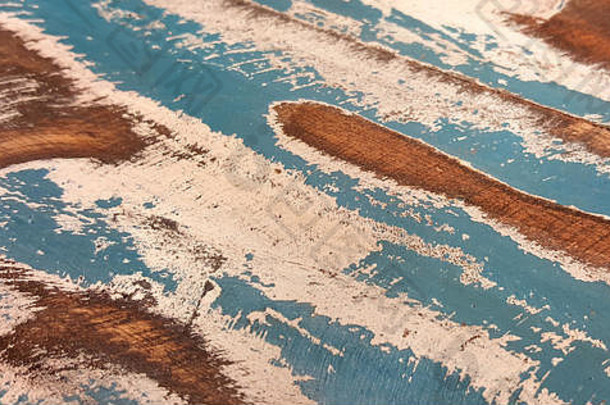 蓝色的木乡村古董难看的东西背景棕色（的）白色破旧的污渍垃圾画破旧的木纹理