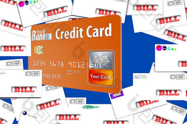 支付账单信贷卡说明模拟卡出现桩家庭账单信封