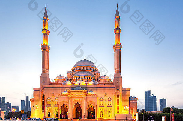 努尔清真寺清真寺沙迦位于哈立德环礁湖buhaira逃跑土耳其奥斯曼帝国