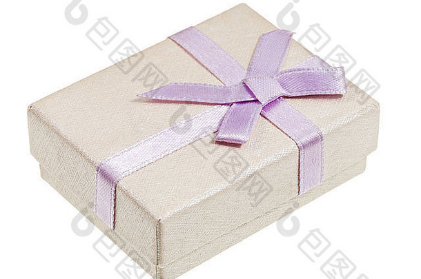 小礼物盒子淡紫色弓孤立的白色背景