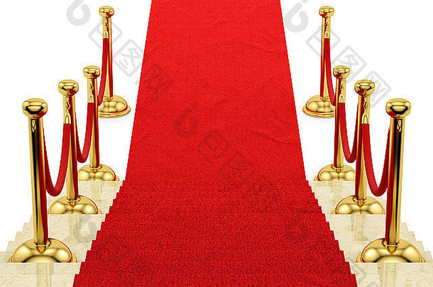 黄金支柱红色的地毯