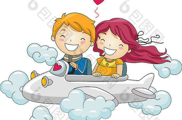 插图孩子们追求享乐迷你飞机