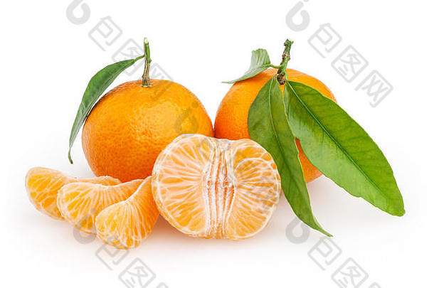 橘子孤立的白色背景剪裁路径