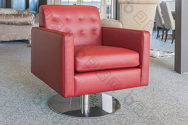 展厅现代家具商店红色的奢侈品皮革扶手椅