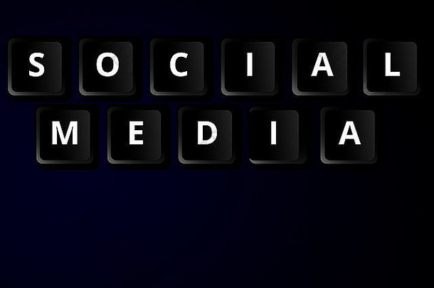 社会媒体简单的电脑按钮概念黑色的蓝色的