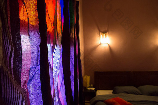 美丽的真实的阿拉伯语卧室传统的摩洛哥利雅得宾馆essaouira摩洛哥