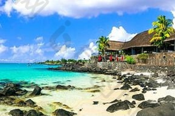 奢侈品度假村美丽的海滩毛里求斯岛热带假期