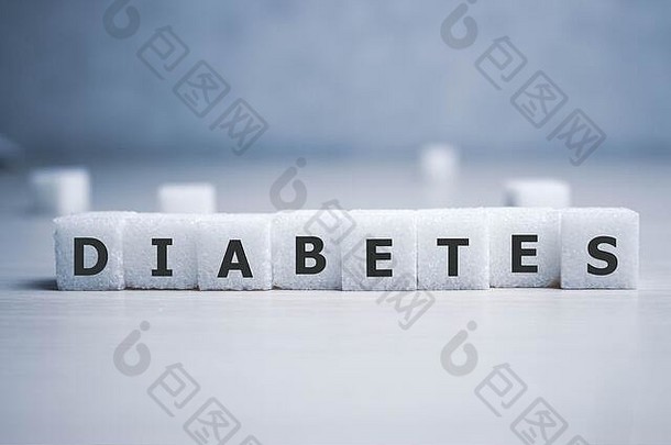 糖尿病词填字游戏风格糖块信背景健康护理健康的营养概念