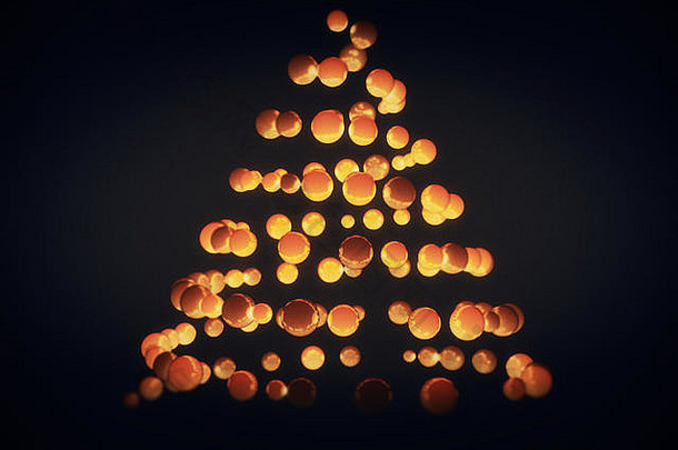 圣诞节树形状使球体白色光滑的地板上